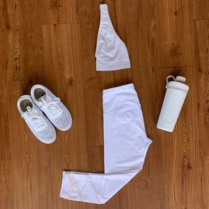 White Layers Leggings with Mesh Details